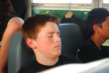 His buddy Justin sleeping on the trip to the Forney game