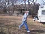 Zach throwing the Tomahawk