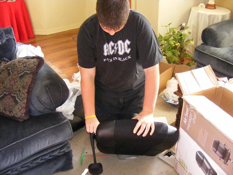 DSCF3947.JPG - And now his first ever Christmas Present project, he gets to build his new computer desk chair all by his lonesome.